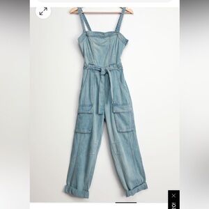 Free People Light Blue Denim Jumpsuit